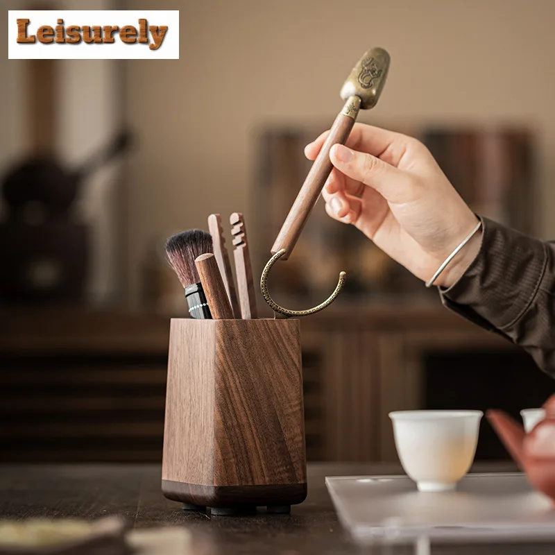 Walnut Tea Six Gentlemen Ancient Wood Clip Needle Spoon Cutter Tea Tool Set Household Teaware Utensils Tea Ceremony Ornaments