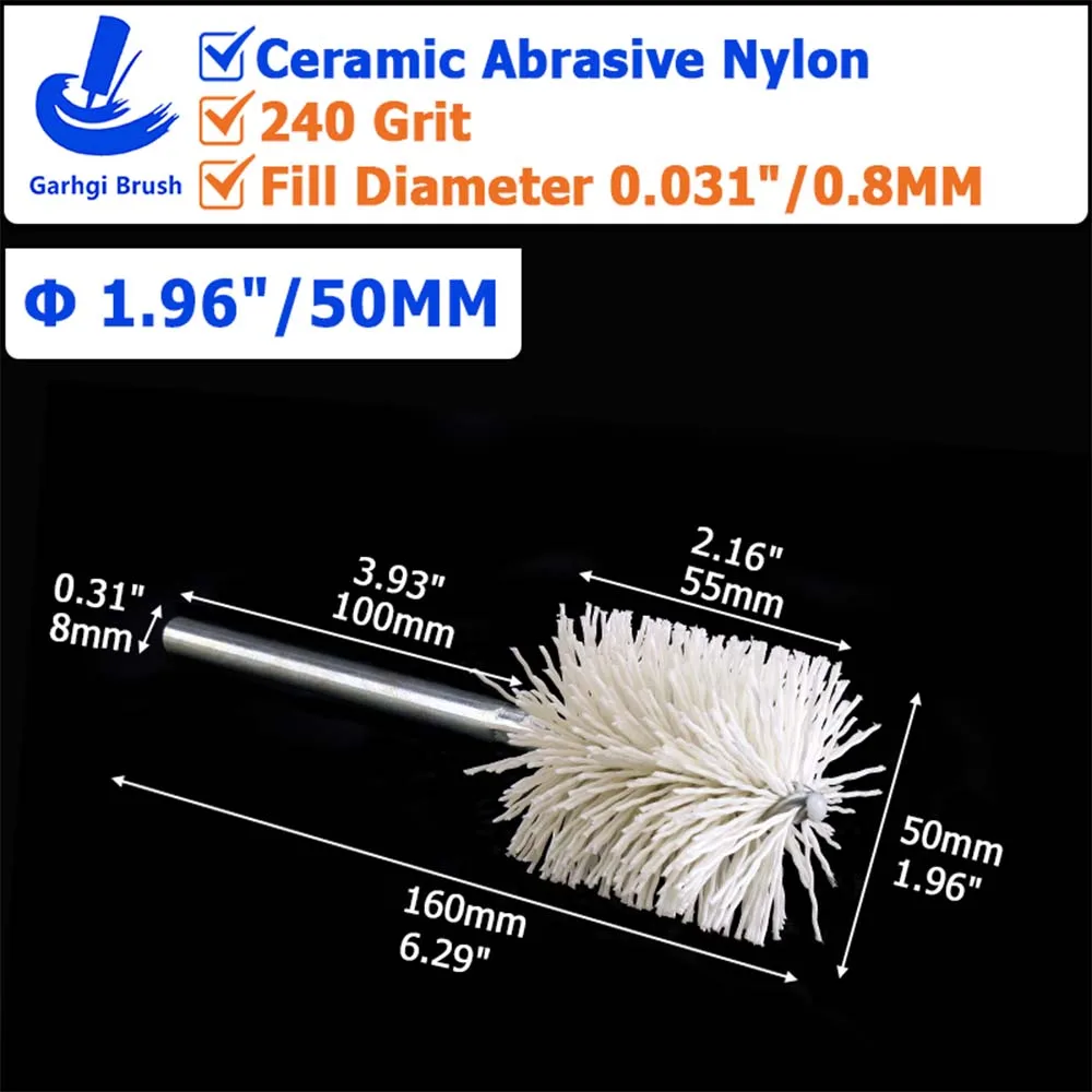 Ceramic Abrasive Nylon Tube Brushes for Surface Prep and Polishing