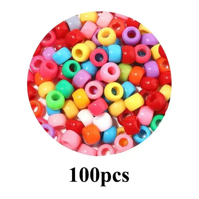 Hair Beads Pony Beads for Hair Braids 6x9mm Plastic Bead 4mm Large