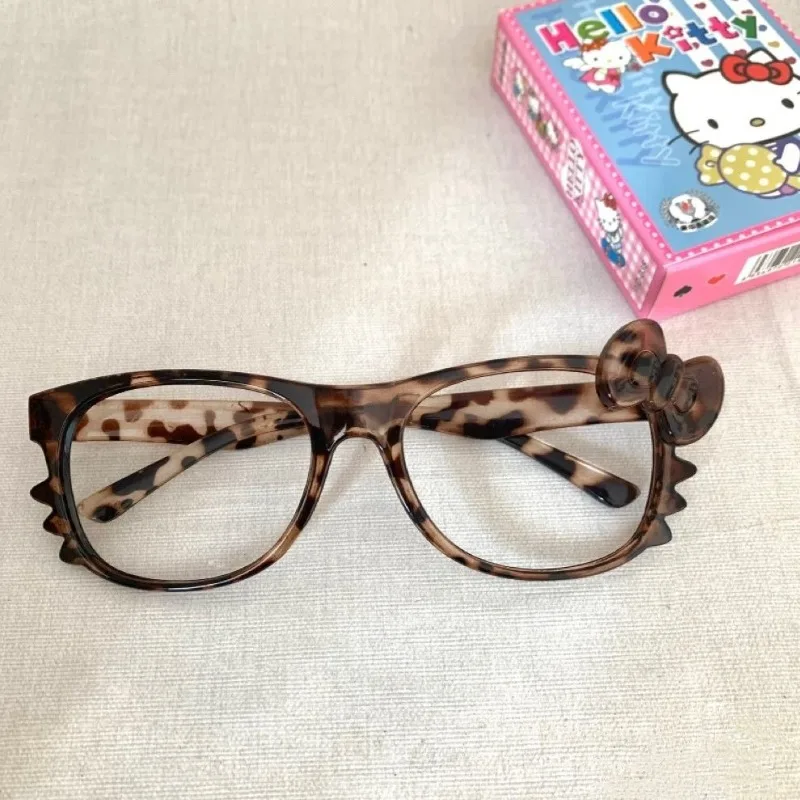 

Оправа для очков в стиле ретро Kawaii Sanrio, Hello Kitty Cute Cartoon Brown Leopard Print Y2K