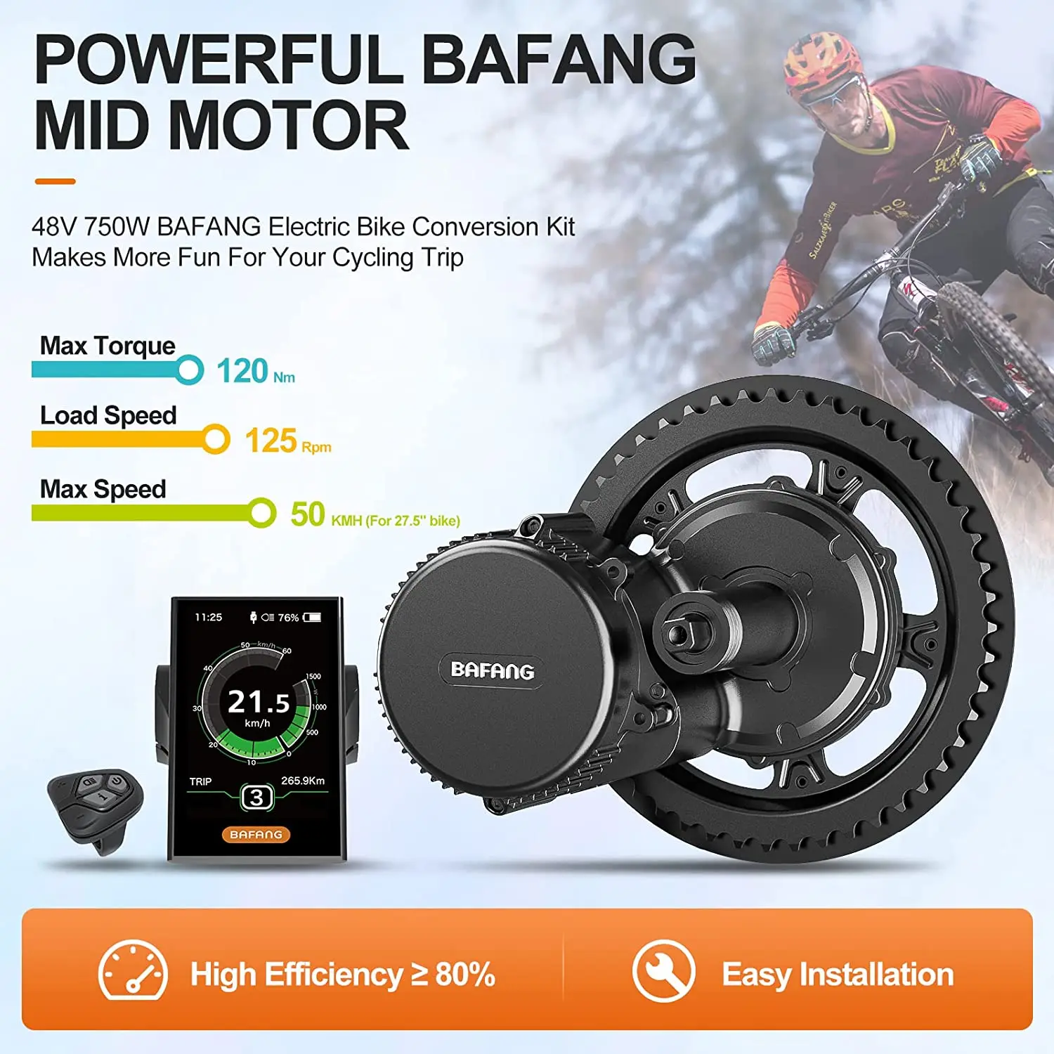 BAFANG BBS02B 48 V 750 W Mid Drive Electric Bike Conversion Kit for  Mountain and Road Bike 