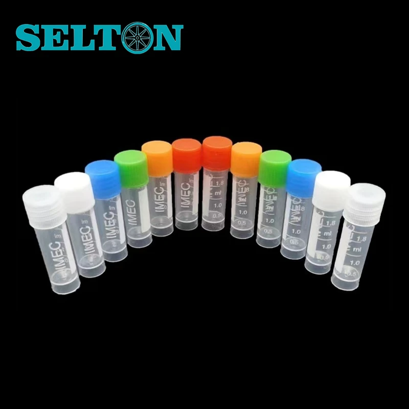 25/50/100Pcs Laboratory 1.8ml 2ml Plastic Freezer Tube Cryovial With Silicone Gasket With Screw Cap