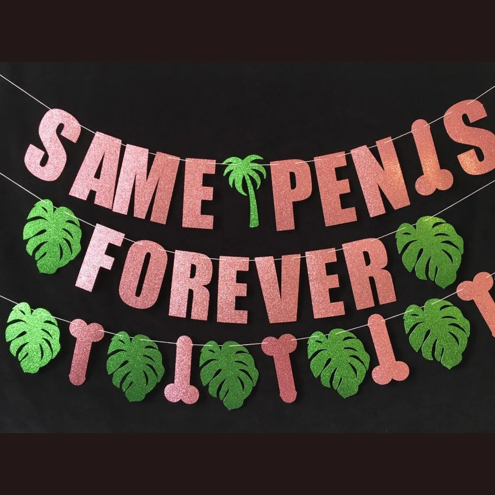 Striscione Con Scritta Umoristica 'Mismo Pene Para Siempre' - Decorato Con Glitter - Ideale Per Addii Al Nubilato/Celibato