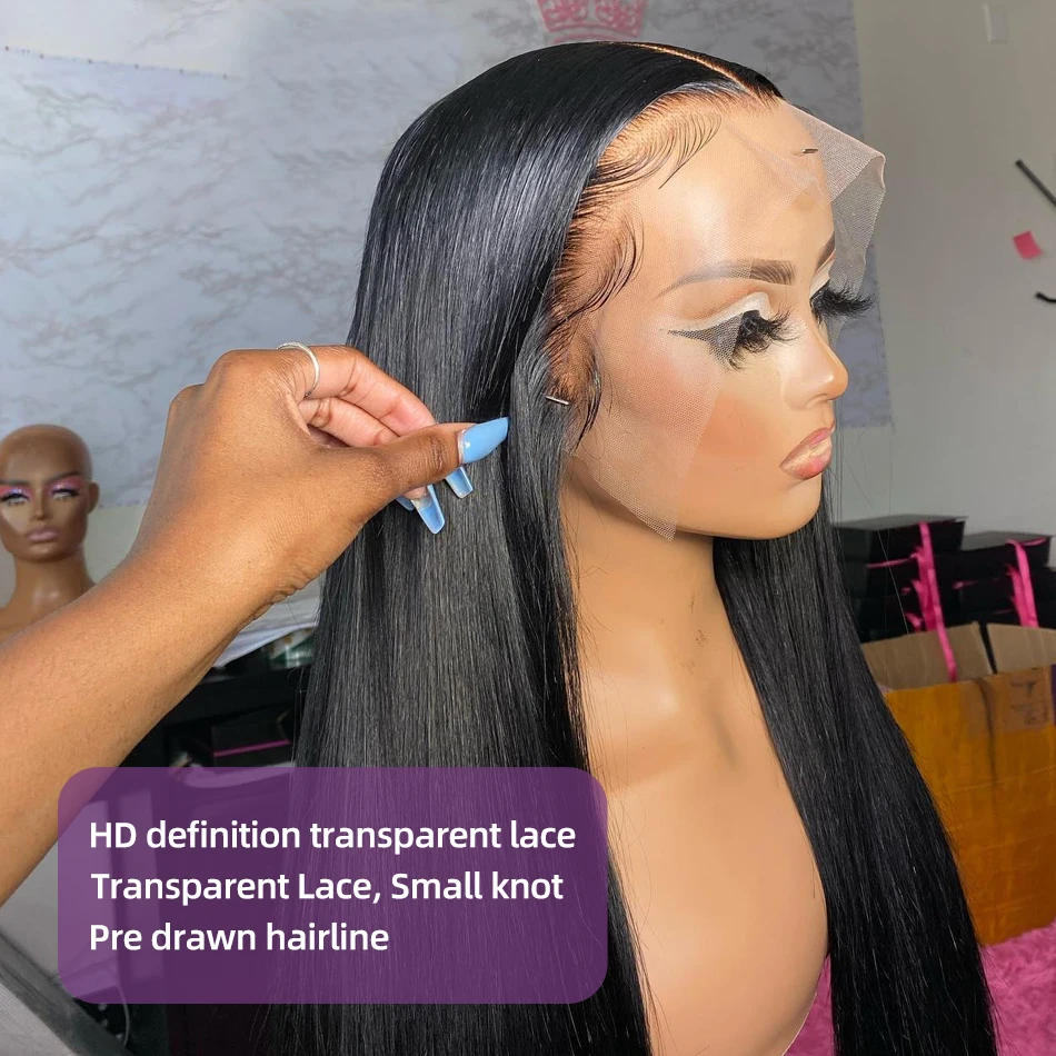 30 40 Inch 180 Density Lace Frontal Wig For Black Women Brazilian Human Hair 13x6 Bone Straight HD Transparent Lace Front Wigs 3