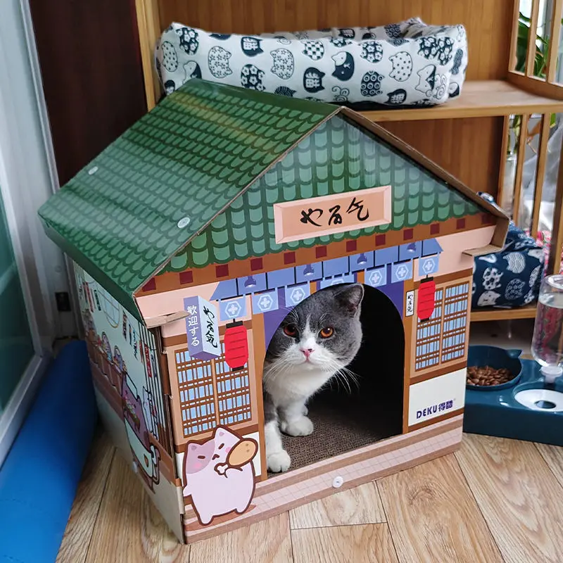 

Cat Cardboard Box Grab Board House Cat Claw Board Wear-Resistant And Non Shavings Cat Nest Integrated Toy Cat Supplies Wholesale