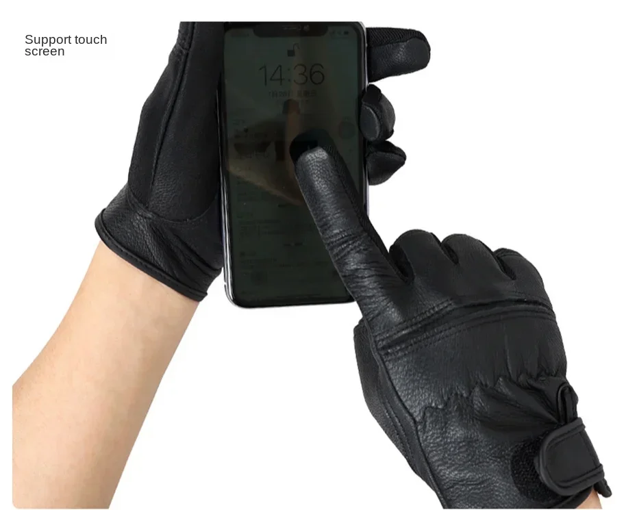 Sheepskin Driving Gloves Leather Men's Motorcycle Glove Warm Touch Screen Leather Protection Wear Resistance Cycling Protection Cycling Gloves Warm Gloves Leather Gloves