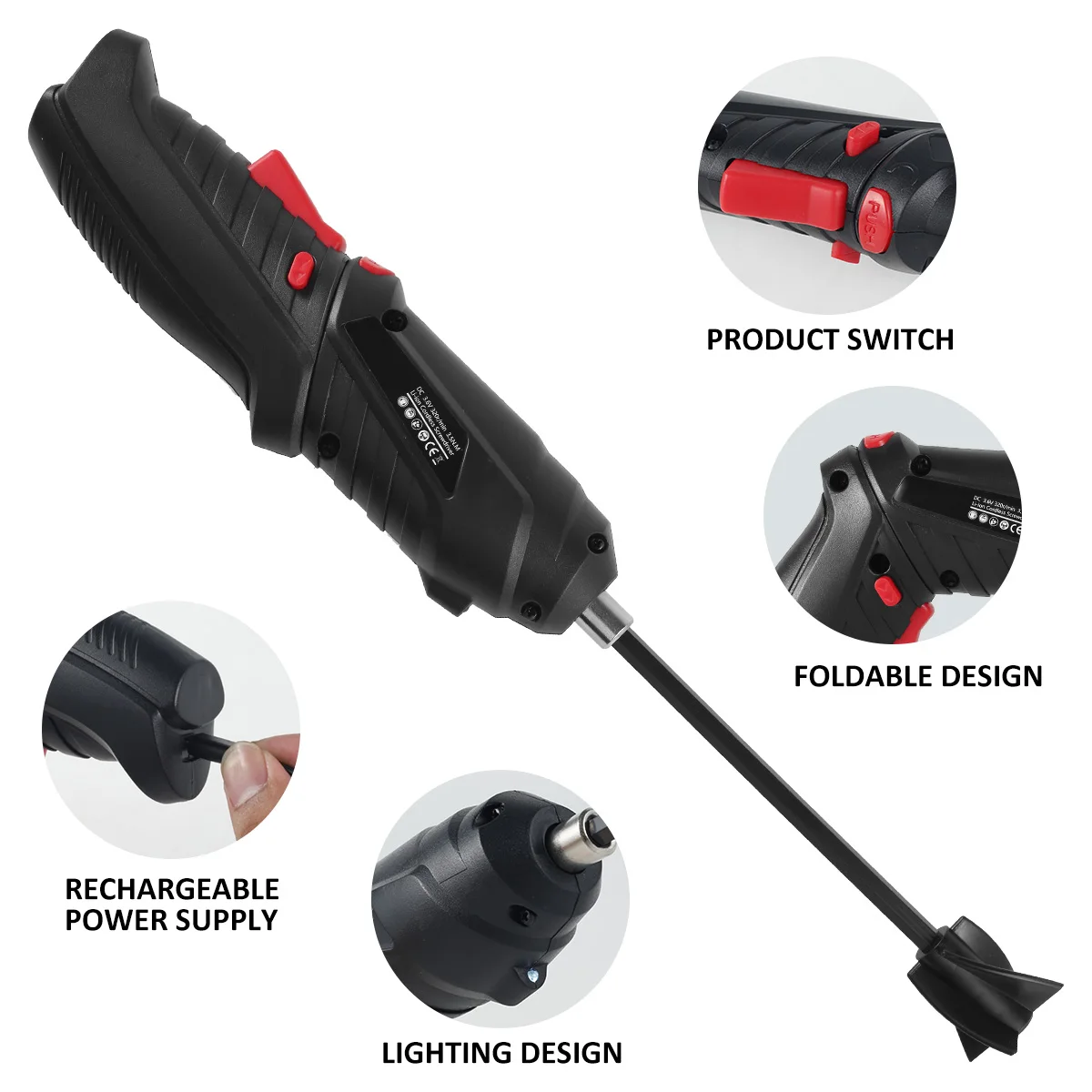 Epoxy Resin Mixer Electric Epoxy Resin Mixer Handheld USB Charging Resin Stirrer with 2 Reusable Stirring Paddles for 1/4in Drills