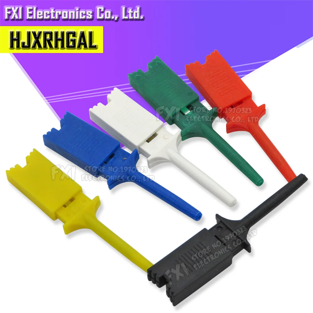 10Pcs Test Hooks Clips For Logic Analyzers Logic Test Clip Red Black Yellow Green Blue White Flattening Flat Hook Connection