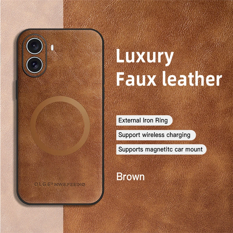 MagSafe Magnetic Leather Phone Case with Wireless Charging Capability