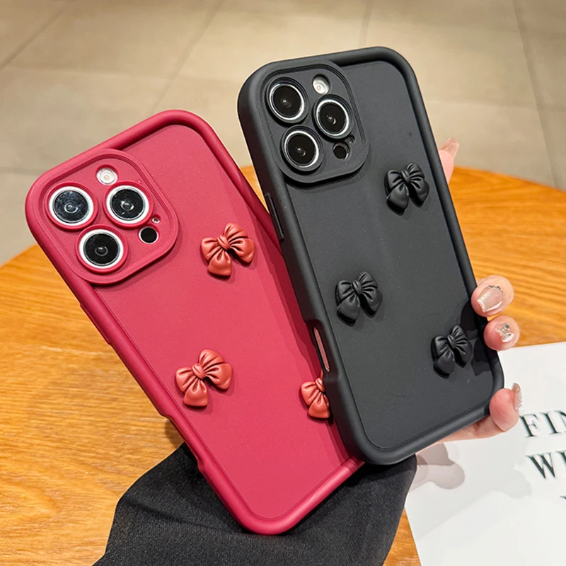 Chic Women's 3D Bow Shockproof Silicone Phone Case