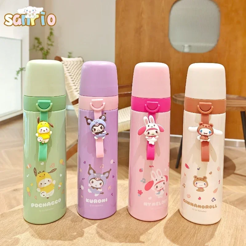 

Kawaii Miniso Cinnamoroll Kuromi Thermal Water Bottle Anime My Melody Pochacco Children's Student Portable Vacuum Insulated Cup