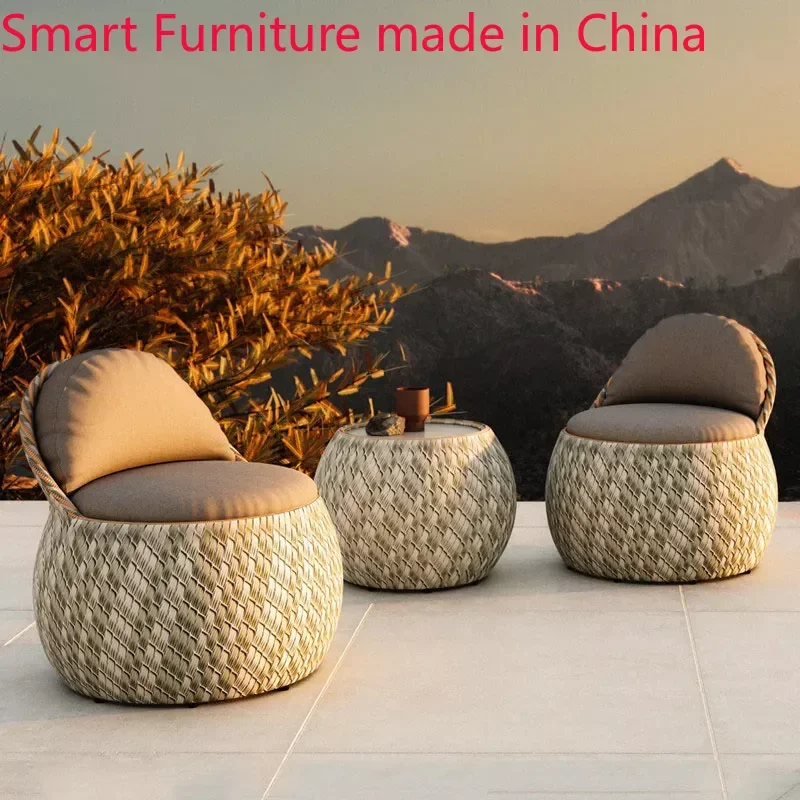 

Custom outdoor rattan sofa patio balcony hotel terrace garden waterproof sunscreen rattan furniture leisure rattan chair sofa