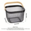 2 Pack Square Metal Mesh Fruit Basket, Portable Metal Picnic Baskets with Wood Handle, Mesh Storage Organizer Basket 4