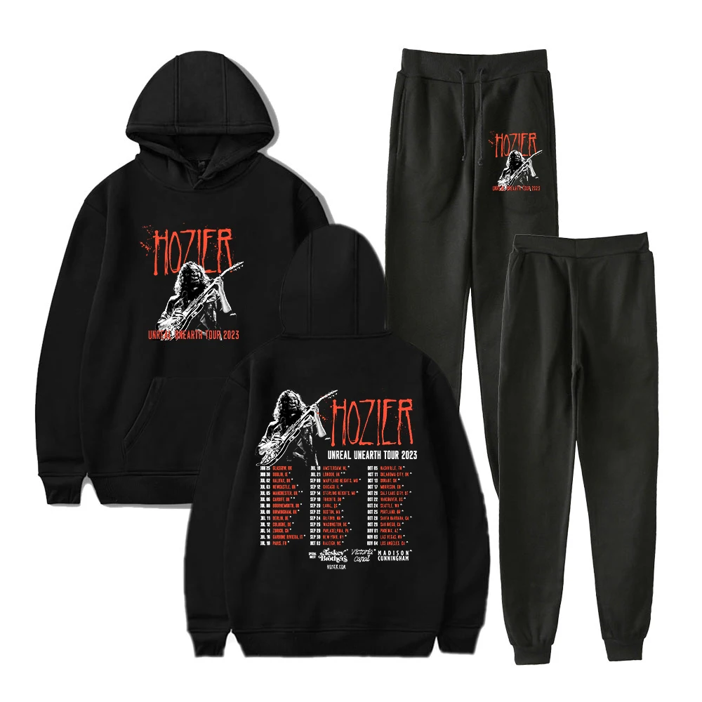 

Hozier Unreal Unearth Tour Hoodie Jogger Pants Two Piece Set Fashion Sweatshirts+Sweatpants Pop Singer Women Men's Clothes