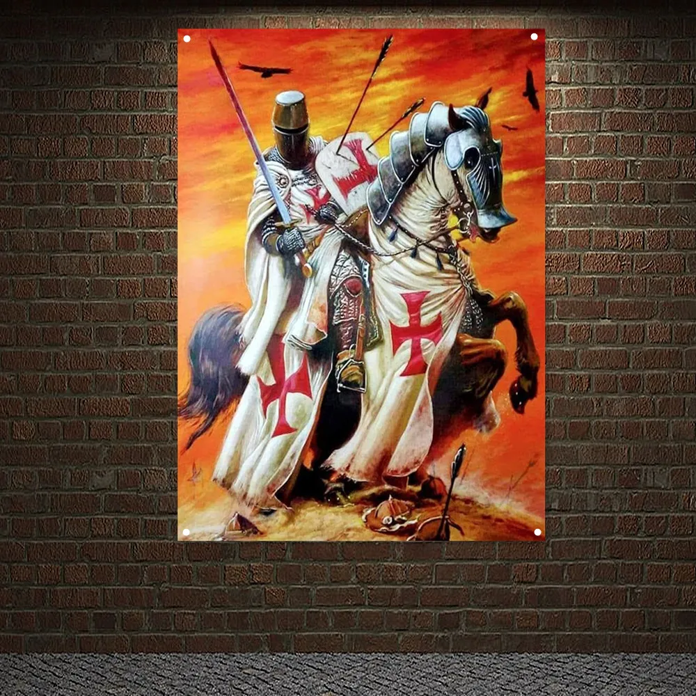 Medieval Armor Warrior Art Posters Prints Knight Templar Banner Wall