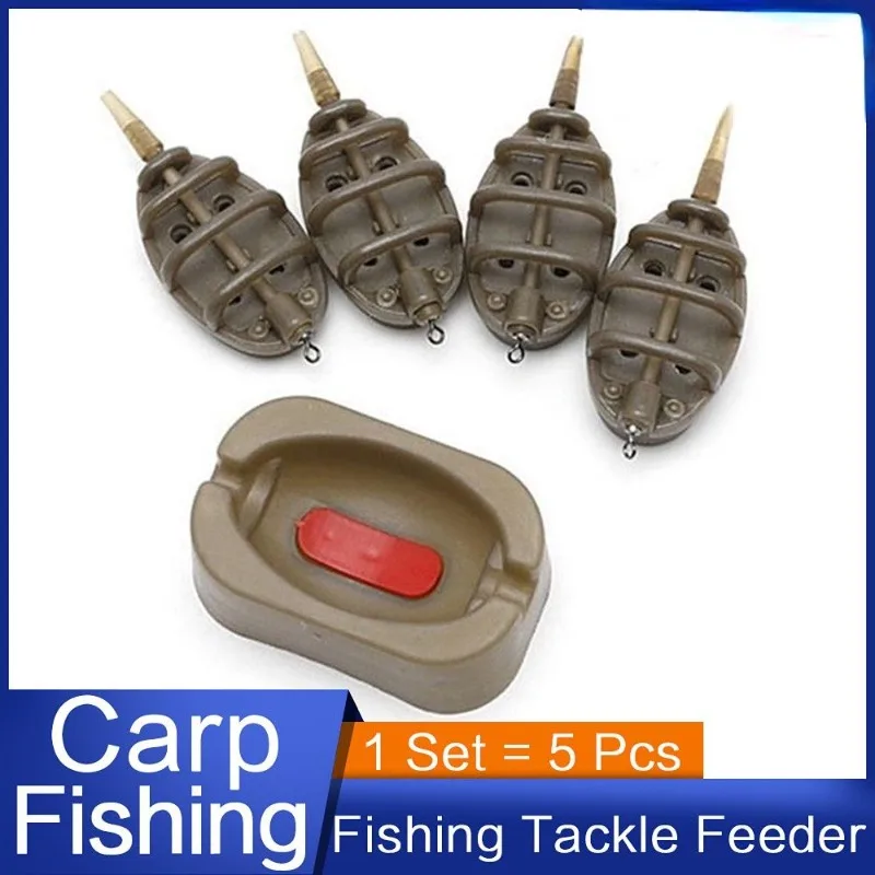 Moule à méthode feeder 5 pièces - Set pour amorçage carpe avec plomb et lance-appât intégré
