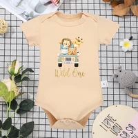 Khaki High Quality Baby Unisex Girl Boys Onesie Hot Sell Animal Print Series Cute Newborn Rompers Trend All-match Infant Clothes 1
