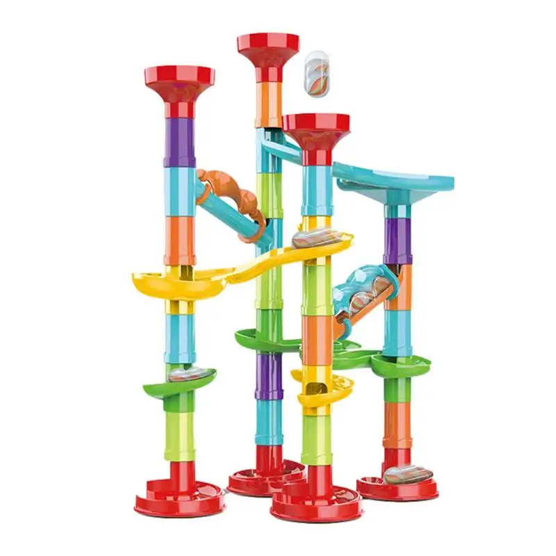 Marble Run Race Track Building Blocks Kids 3D Maze Ball Roll Toy DIY Marble Run Race Coaster Set 45/50pcs Birthday Gifts
