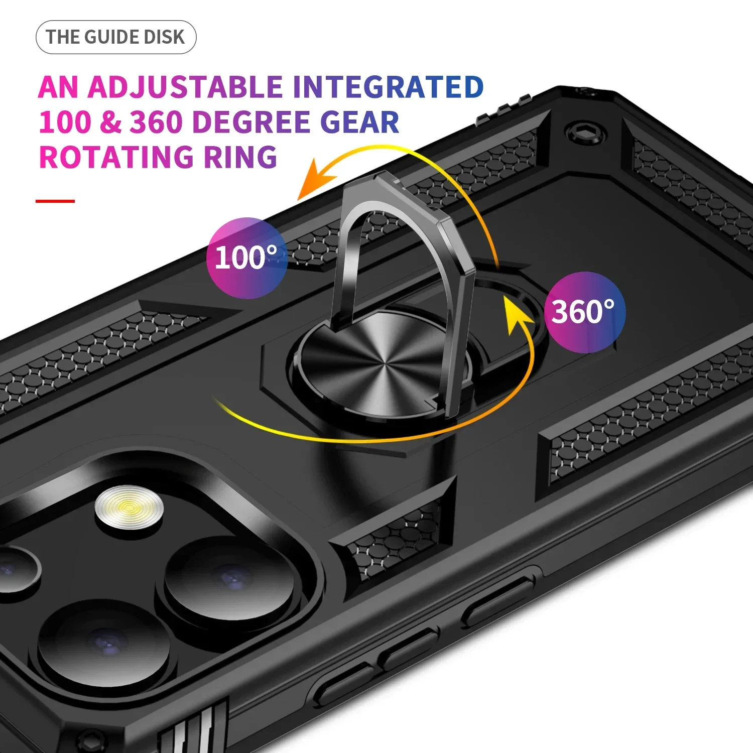 Ultimate Shockproof Bumper Armor Anti-Fall Case with Magnetic Metal Ring Cover