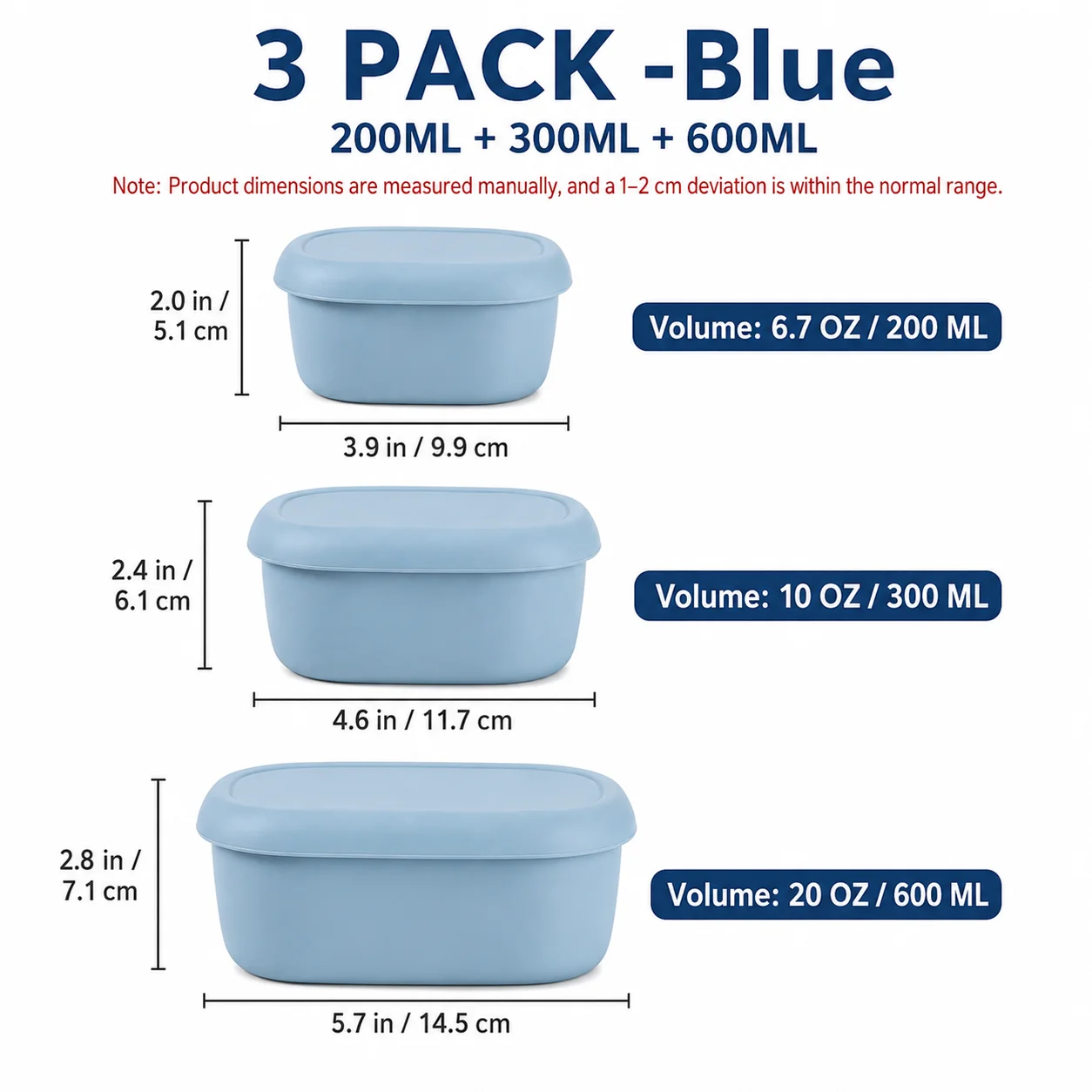 Set of 3 Reusable Silicone Bento Box Containers with Lids - Dishwasher & Microwave Safe for Food Storage and Lunch Prep