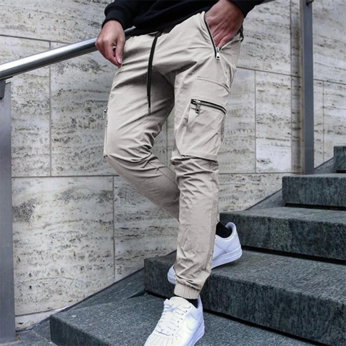 Boys spring and summer leisure fashion multi-pocket zipper clean version loose leg overalls 5