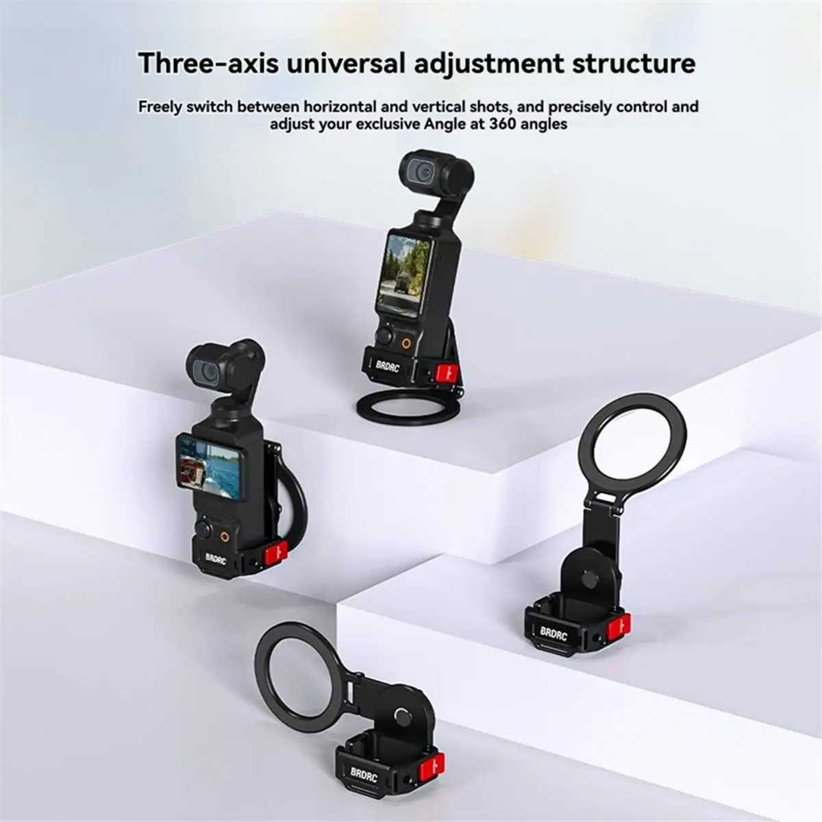 AT33 BRDRC DJI 오즈모 포켓 3용 메탈 텔레프롬프터 홀더, 콜드슈 어댑터가 있는 카메라 마그네틱 브래킷
