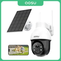 AOSU 100% Wire-Free 5MP PTZ Solar Camera WiFi 5000mAh Battery Wireless Camera Two-way Audio PIR Human Detection CCTV Camera