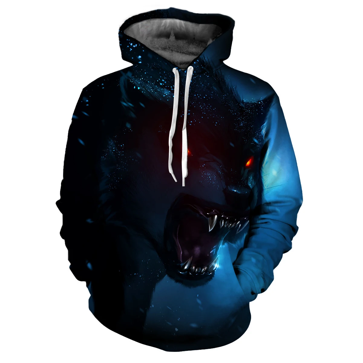 

2023 New men's fashion animal 3D graphic Wolf print landscape/Science fiction hoodie fashion casual long sleeve pullover sweater