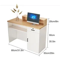 Modern Reception Desk,with Lockable Drawers, Great Space Saver Receptionist Desk, for Salon Reception Checkout Office(Gray 1) 2