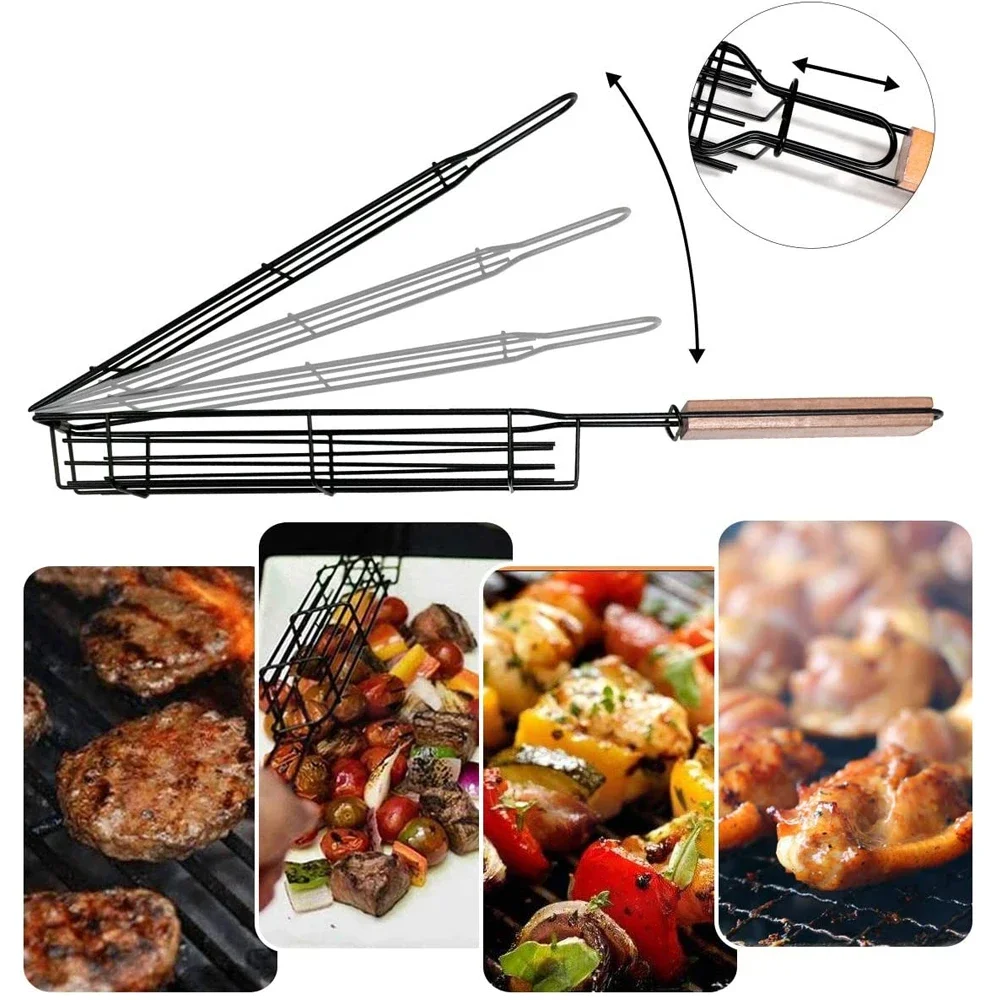 Non-Stick Welded Barbecue Grill Basket Stainless Steel Easily Cleaned Barbecue Net For Meat And Vegetable Accessories