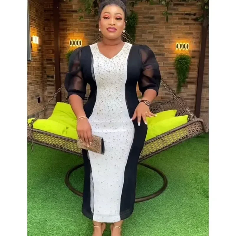 Puff Sleeve Wedding Party Dresses Plus Size Gown For Women African Dashiki Maxi Robe 2023 Autumn Dress Outfits Africa Clothing