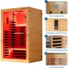 Infrared Home Sauna Room 2 Person Hemlock Wooden Indoor Sauna,7 Carbon 1980W/120V Heaters,with Led Color Therapy Light 3