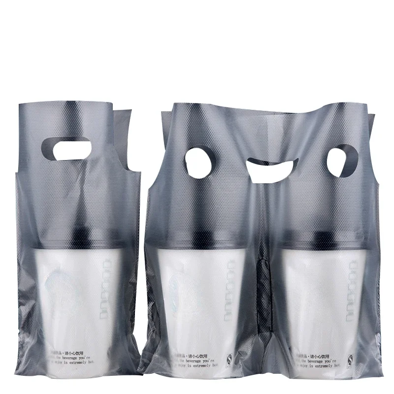 Milk Tea Takeaway Packaging Bag Beverages Coffee Single Cup Double Cup Bag Disposable Transparent Plastic Portable Packaging Bag 5