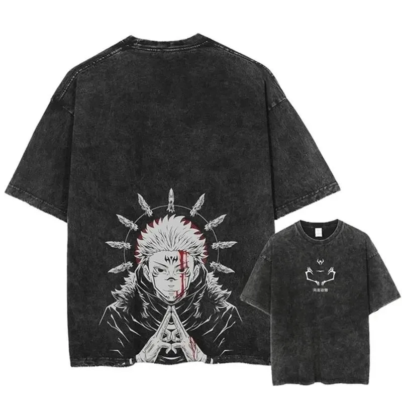 Fushiguro Toji Printed Washed Cotton Harajuku T-Shirt - Casual Unisex Anime Tee
