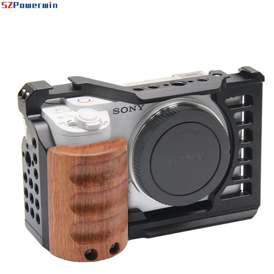 Sony ZV-E1 Vlog カメラ用フルケージ - 木製グリップハンドル、1/4
