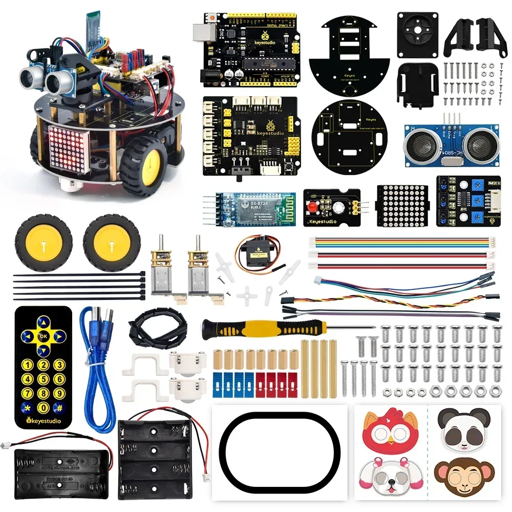 Keyestudio DIY Multifunction Smart Little Turtle Robot Car V3.0 for Arduino Robot STEM Kids Toy Programable Kit Toys