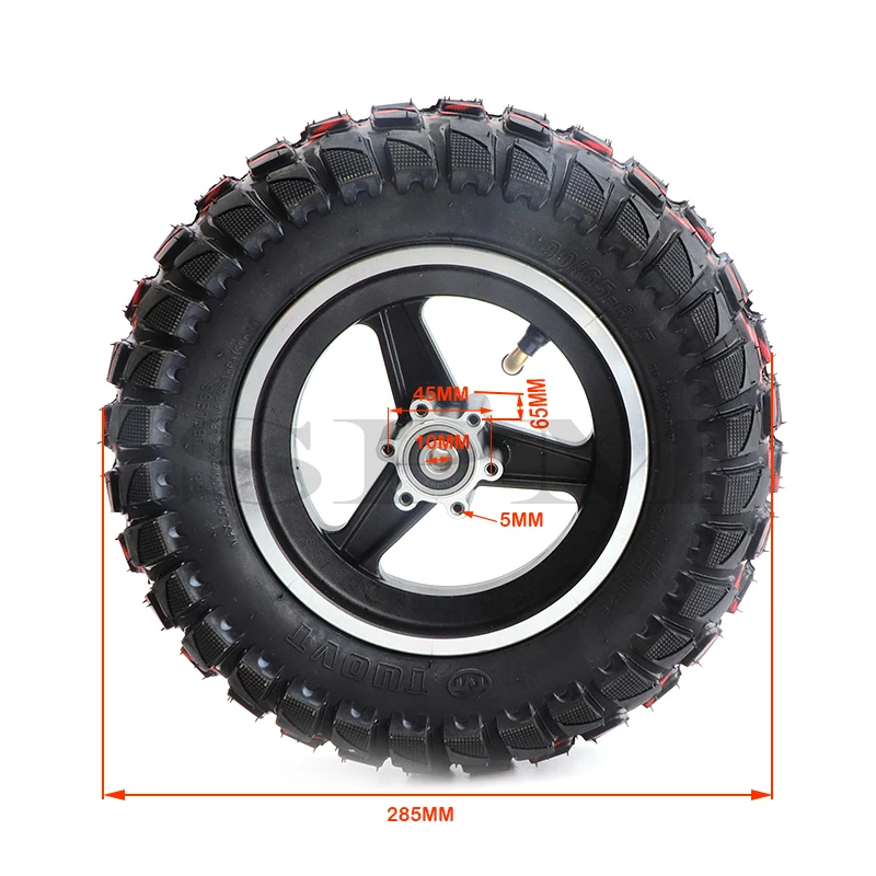 11 Inch tubeless tire 90/65-6.5 thickened Vacuum Tyre with 6.5" Alloy Hub/rim for Electric Scooter Pocket Bike off-road wheel