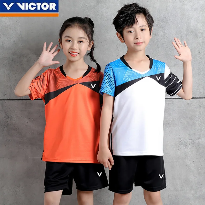 Victor New Children's Badminton Suit Top Tennis Suit Table Tennis Children's Short Sleeve