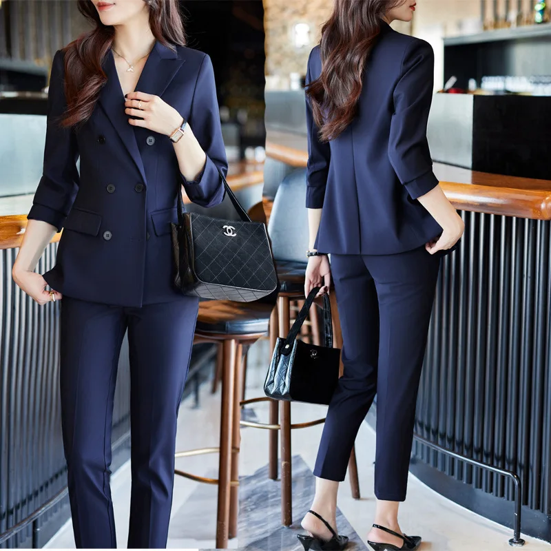 

Blue Suit Women's Autumn and Winter New Temperament Goddess Style Business Wear Suit Interview Formal Wear Manager Overalls