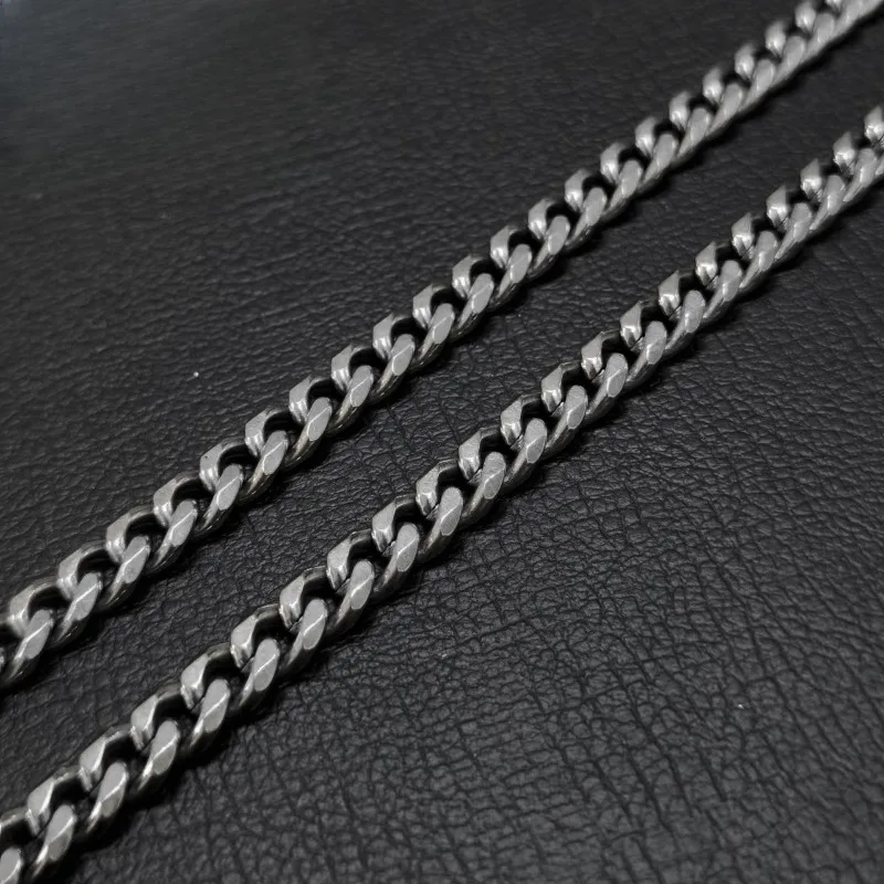 

New Pure Titanium Denim Chain Men's and Women's Necklace 7.0mm Handmade Polished Non Fading Anti Allergic Hip-hop Personality