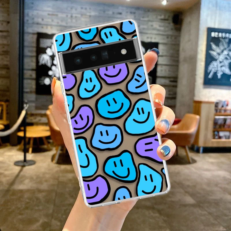 Fashion Simple Smile Face Couple Phone Case Cover - Transparent TPU Shell