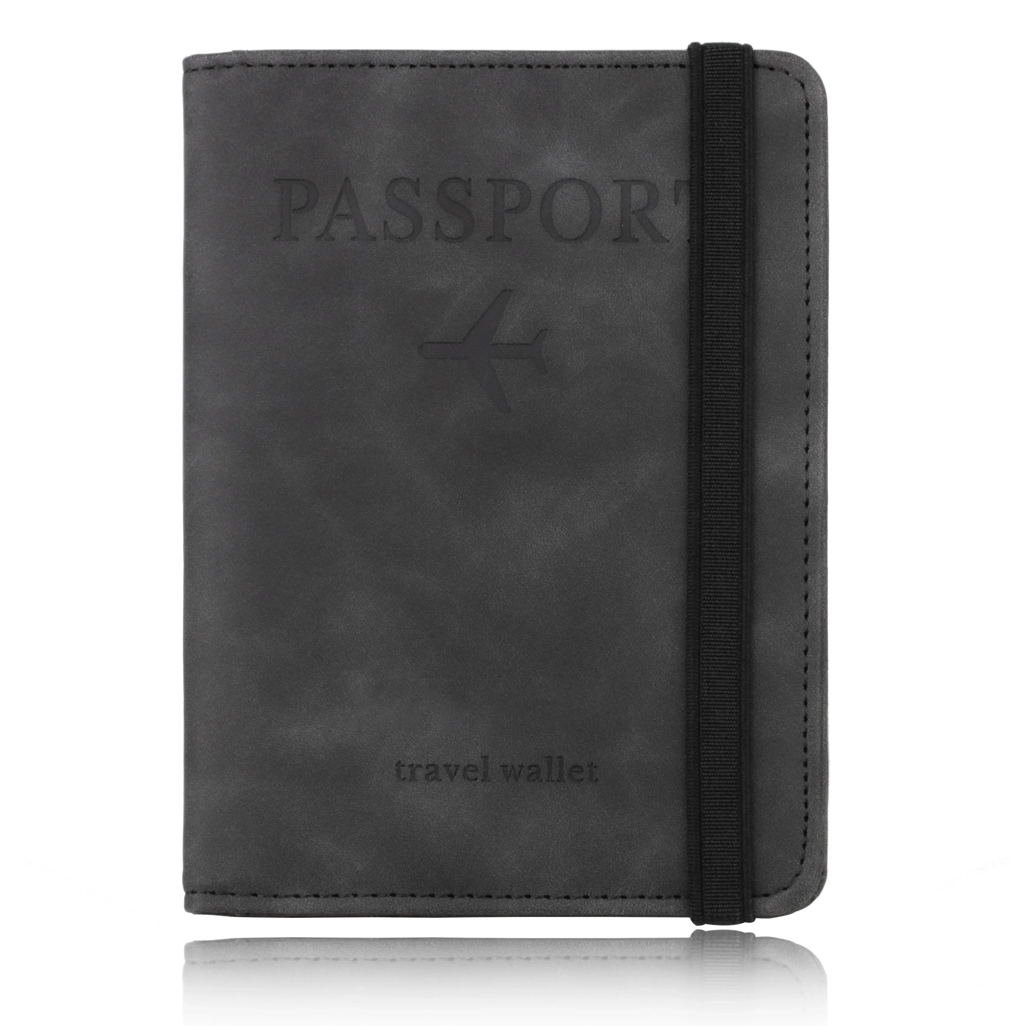 RFID Blocking Leather Passport & Card Holder Wallet