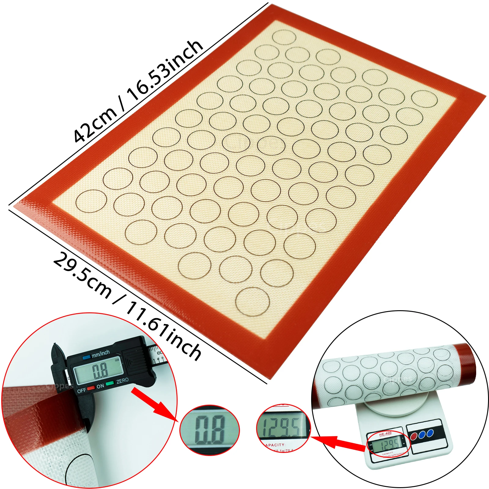 Silicone Baking Mat Oven 67 Circles Non Stick Heat Resistant Bakeware Sheets Cookie Macaron 42x29.5cm silicone baking mat