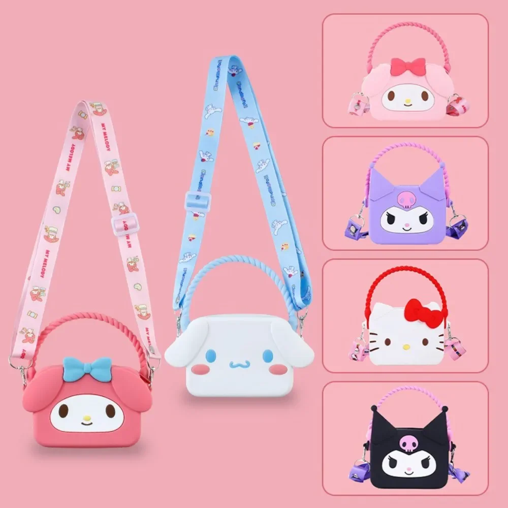 

Sanrio Bag Kawaii Kuromi Hello Kitty Melody Crossbody Bag Cartoon Silicone Waterproof Large Capacity Cute Crossbody Bag for Kids