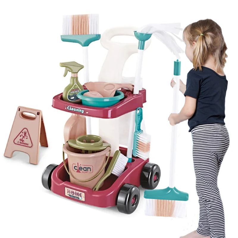 Vacuum Cleaner Toy Cleaning Toys Children Pretend Play Toys Children's Simulated Life Cleaning Toys Cleaning Pretend Play Toy Set and Sanitation Simulation Broom Vacuum Cleaner Tool Cleani