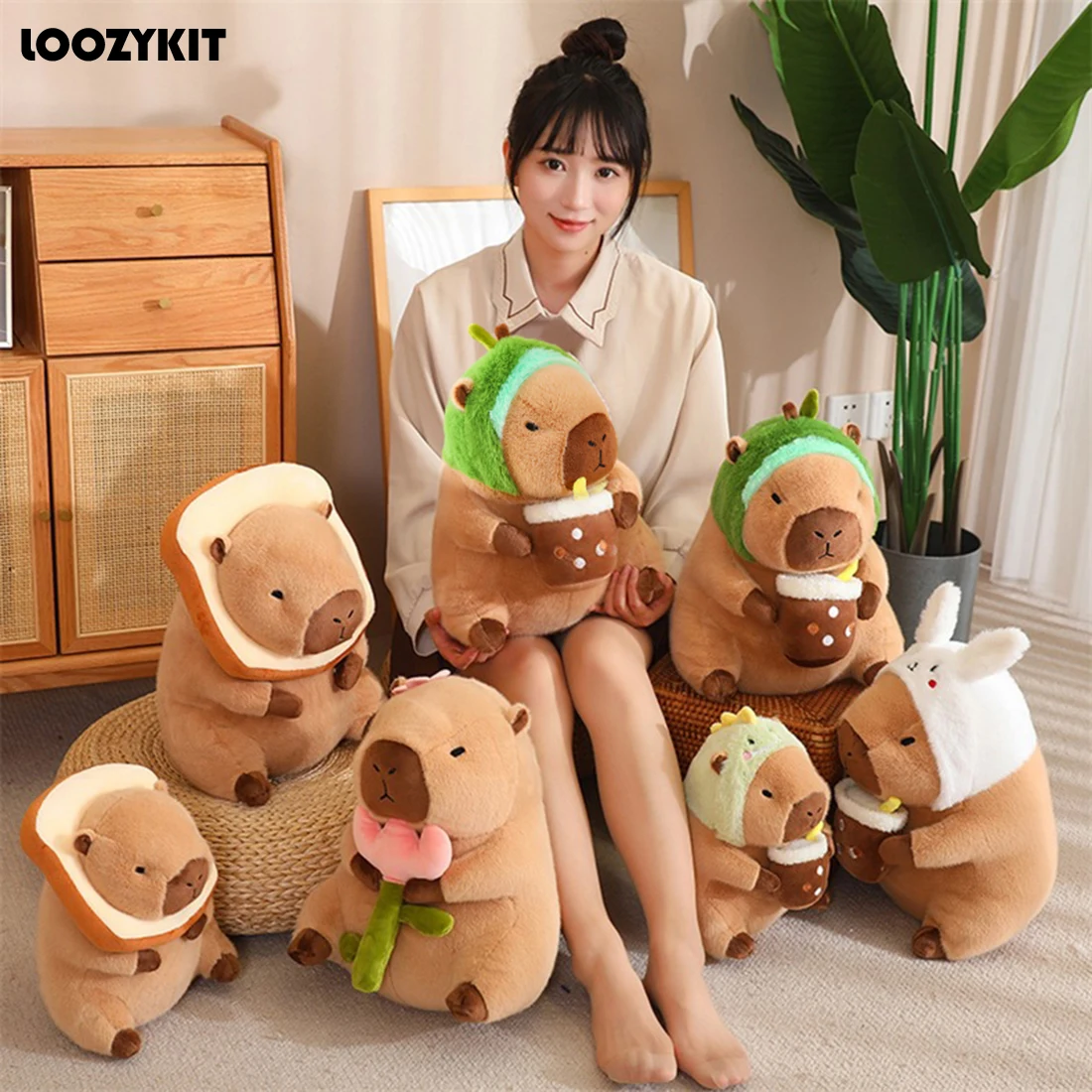 

Kawaii Capybara Plush Toy Lovely Capybara Turn to Dinosaur Rabbit Unicorn Stuffed Doll Soft Cartoon Animal Pillow Kids Girl Gift