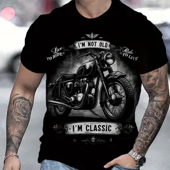 T-shirt da motociclista con stampa 3D T-shirt classica retrò a maniche corte da uomo Camicia da ciclismo da strada da uomo T-shirt oversize 1