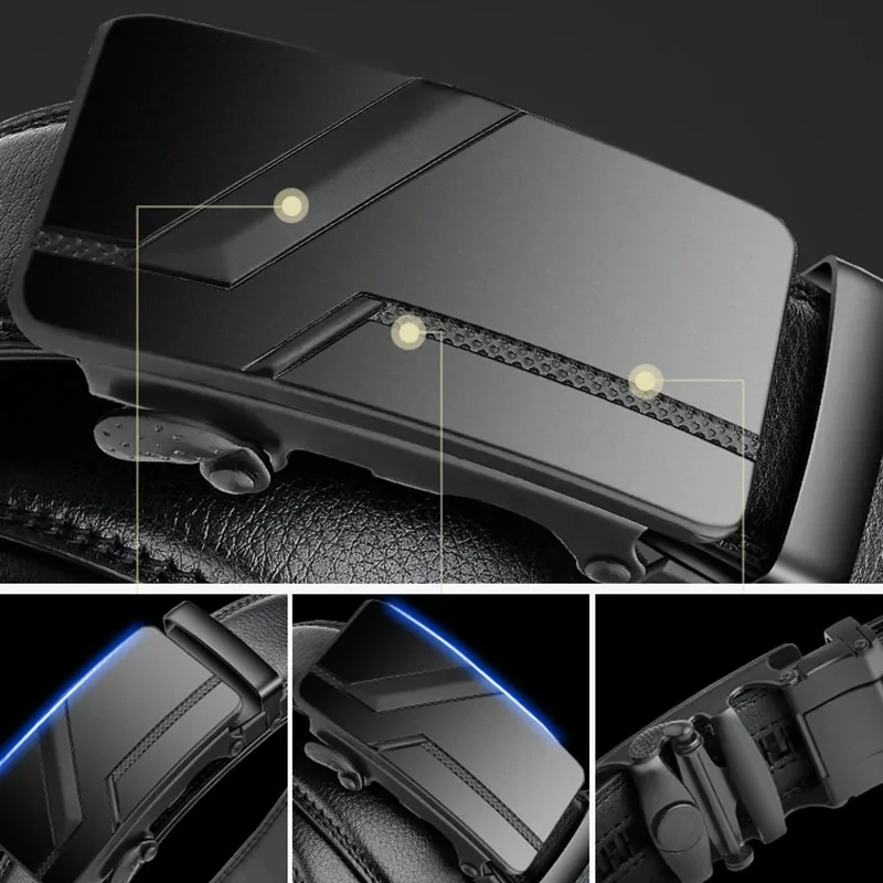 Men' High-Quality Belt Belt, Black Automatic Buckle Jeans