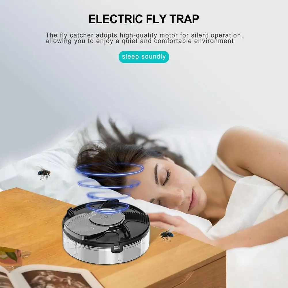 Description Picture 3 of itemsilent Electric Fly Catchers Flexible And Portable Silent Rotary Fly Traps Electronic Chargeable fly Trap For Kitchen Bedroom