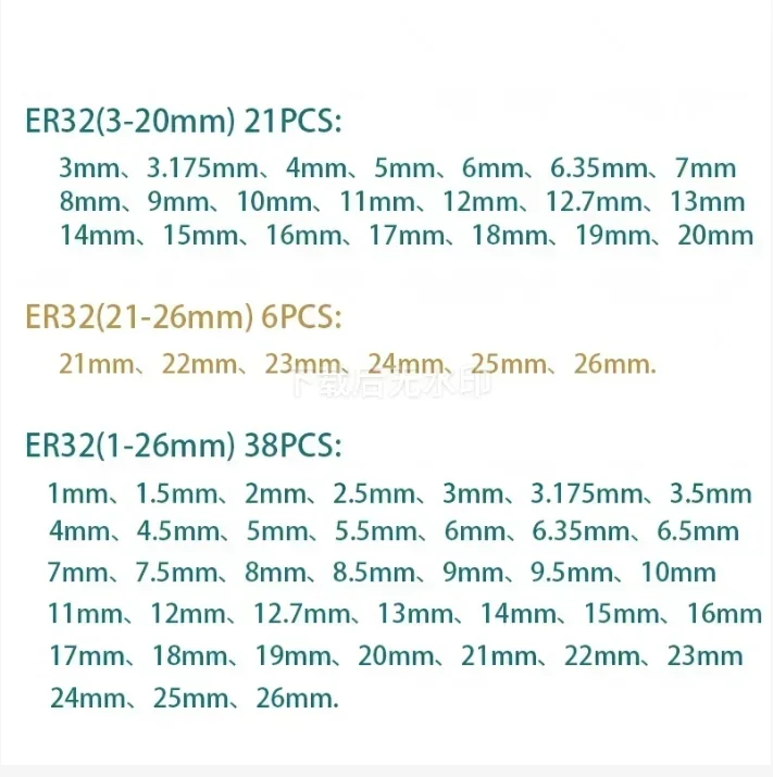 ER32 Collet Chuck High Precision 1-25mm Set for Tool Holder